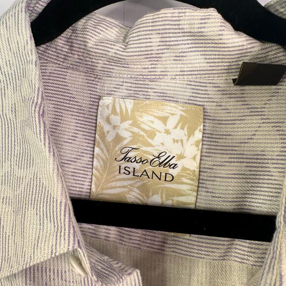 Tasso Elba Island Print Hawaiian Shirt Mens 2XL Pink Silk Linen Blend - Picture 4 of 5